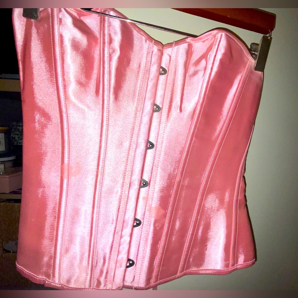 Gorgeous Pink Faux Satin Corset